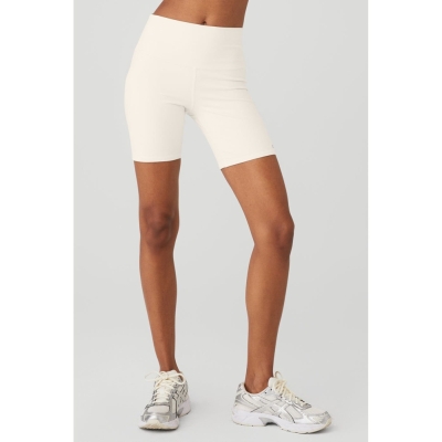 Alo Yoga 7" High-Taille Biker Kurze Hose Damen Weiß | IVNZWK091