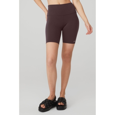 Alo Yoga 7" High-Taille Biker Kurze Hose Damen Lila Grau | LDATZQ624