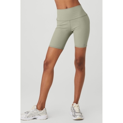 Alo Yoga 7" High-Taille Biker Kurze Hose Damen Grau | PHNFCG134