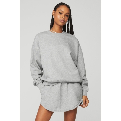 Alo Yoga Accolade Crew Neck Pullover Damen Grau | FTVLGY831