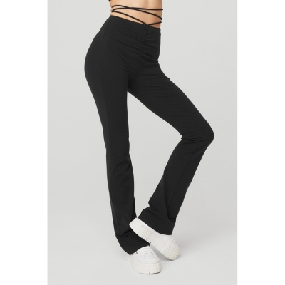 Alo Yoga Airbrush High-Taille Cinch Flare Leggings Damen Schwarz | QFYNRZ362