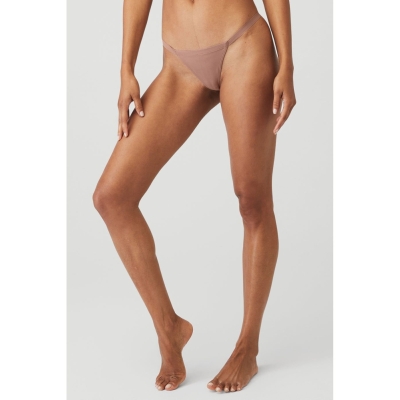 Alo Yoga Airbrush Invisible String Tanga Unterwäsche Damen Smoky Quartz | WFLSMZ384