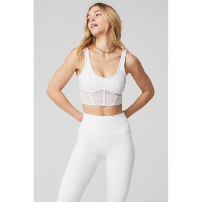 Alo Yoga Airbrush Mesh Corset Muskelshirt Damen Weiß | YLOCUI374