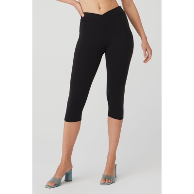 Alo Yoga Airbrush V-Cut Define Caprihose Damen Schwarz | RZQFHW136