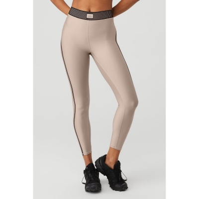 Alo Yoga Airlift High-Taille 7/8 Line Up Leggings Damen Grau Braun | QYLECX578