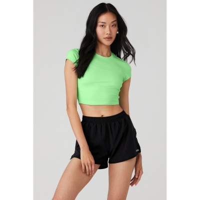 Alo Yoga Alosoft Crop Finesse Short Sleeve Damen Grün | MHQENJ350