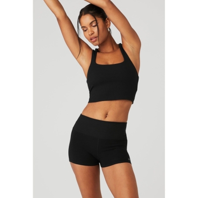 Alo Yoga Alosoft Gerippt Chic Muskelshirt Damen Schwarz | NLMTDS405