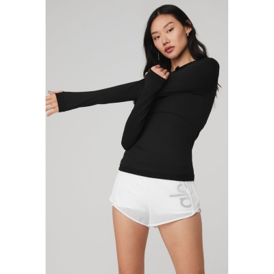 Alo Yoga Alosoft Mit Kapuze Runner Long Sleeve Damen Schwarz | TJLYNQ238