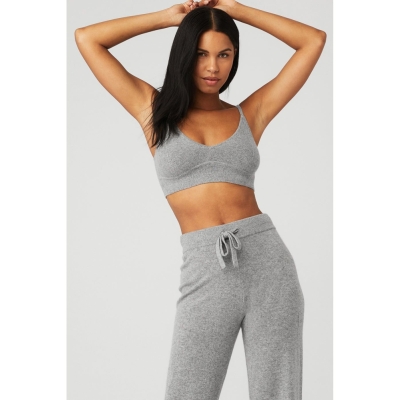 Alo Yoga Cashmere Jet Set BHs Damen Grau | TQZVRW638