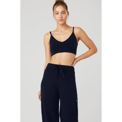 Alo Yoga Cashmere Jet Set BHs Damen Navy | HZXLUK069