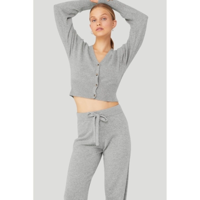 Alo Yoga Cashmere Jet Set Cardigan Pullover Damen Grau | ODHUMI689