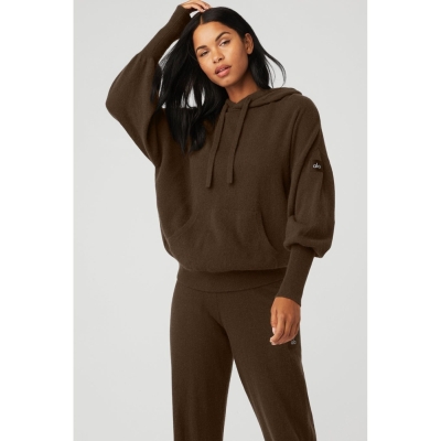 Alo Yoga Cashmere Jet Set Hoodie Damen Kaffee | QFUAWI086