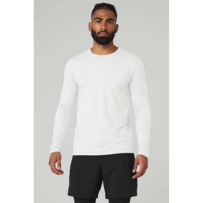 Alo Yoga Conquer Reform Crewneck Long Sleeve Herren Weiß | VXBSRO570