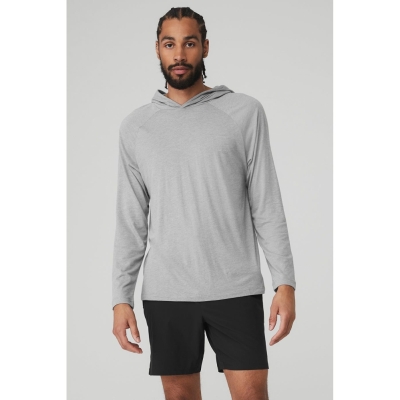 Alo Yoga Core Mit Kapuze Runner Hoodie Herren Grau | JQOIND246