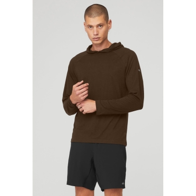 Alo Yoga Core Mit Kapuze Runner Hoodie Herren Kaffee | QENMGH974