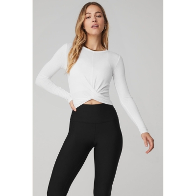 Alo Yoga Cover Long Sleeve Top Damen Weiß | XCJUGL759