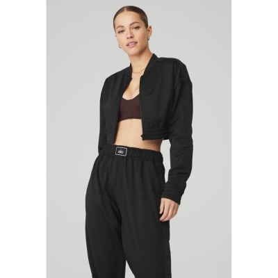 Alo Yoga Cropped Prizewinner Jacke Damen Schwarz | YGHRZX905