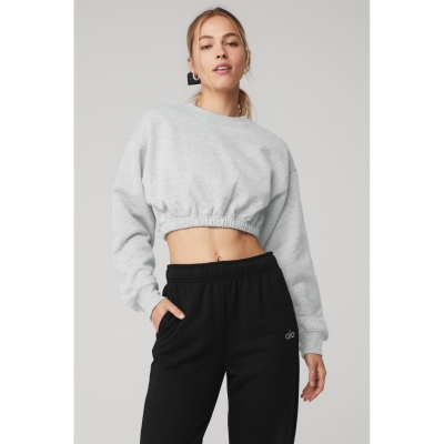 Alo Yoga Devotion Crew Neck Pullover Damen Grau | CSMTAN685