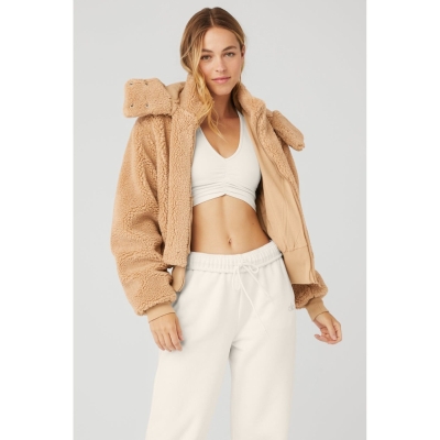 Alo Yoga Foxy Sherpa Jacke Damen Camel | IGRZXO749