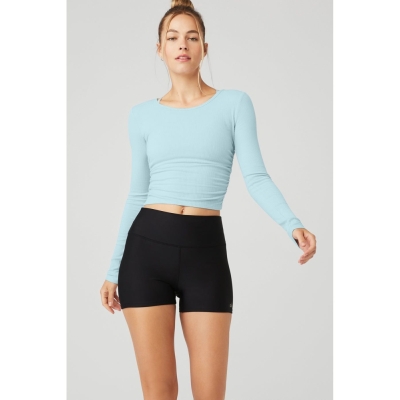 Alo Yoga Gather Long Sleeve Damen Blau | KUGJDR936