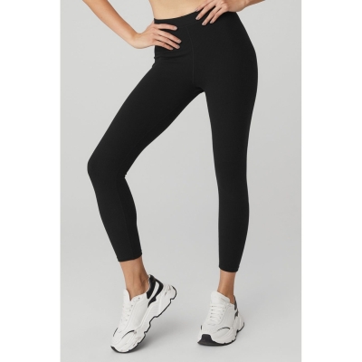 Alo Yoga Gerippt High-Taille 7/8 Blissful Leggings Damen Schwarz | EAUIMJ942