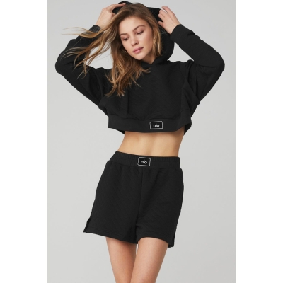 Alo Yoga Gesteppt Cropped Arena Hoodie Damen Schwarz | JFUNPX820