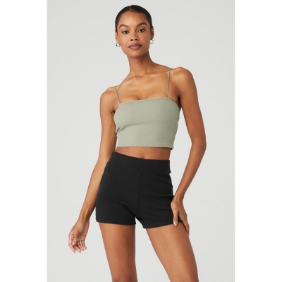 Alo Yoga Goddess Gerippt Bandeau Top Muskelshirt Damen Grau | AYXPJB401