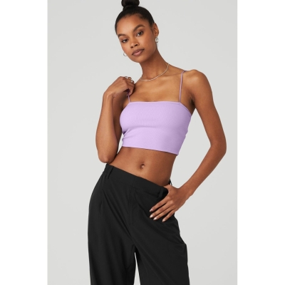 Alo Yoga Goddess Gerippt Bandeau Top Muskelshirt Damen Lila | UWJNMA527