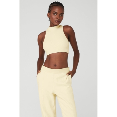 Alo Yoga Goddess Rib Cropped Dynamite Muskelshirt Damen Hellgelb | VJCHWA847