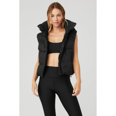 Alo Yoga Gold Rush Puffer Vests Damen Schwarz | VBGLTF647