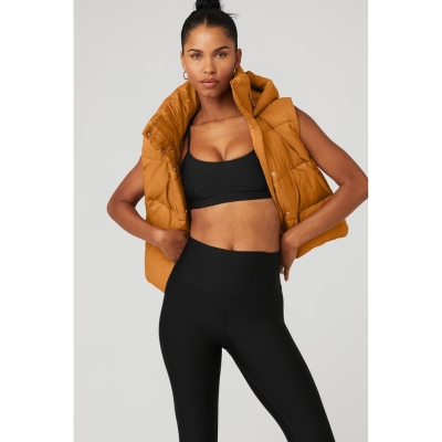 Alo Yoga Gold Rush Puffer Vests Damen Toffee | QWBSIX978