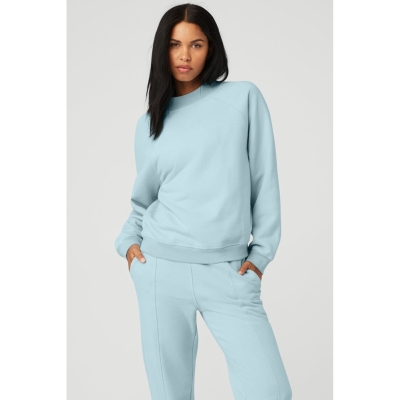 Alo Yoga Heavy Weight Offline Crew Neck Pullover Damen Blau | EKVBZM879