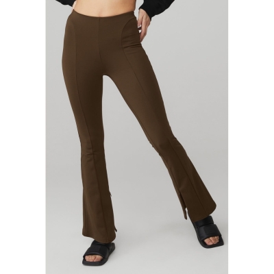 Alo Yoga High-Taille 7/8 Zip It Flare Leggings Damen Kaffee | LOXSNC317