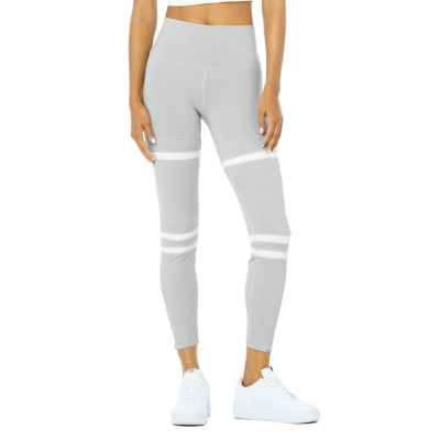 Alo Yoga High-Taille Legit Leggings Damen Grau Weiß | ZJPNYR198