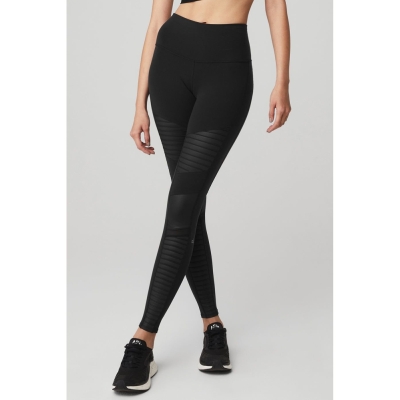 Alo Yoga High-Taille Moto Leggings Damen Schwarz | EWFAHY023