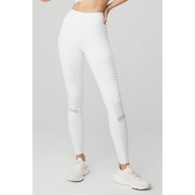 Alo Yoga High-Taille Moto Leggings Damen Weiß | WXCISF582