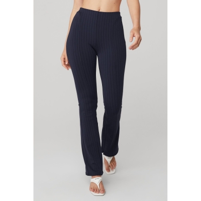 Alo Yoga High-Taille Pinstripe Zip It Flare Leggings Damen Navy Schwarz | CJQZDX146