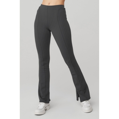 Alo Yoga High-Taille Pinstripe Zip It Flare Leggings Damen Grau Schwarz | TSAHFQ108