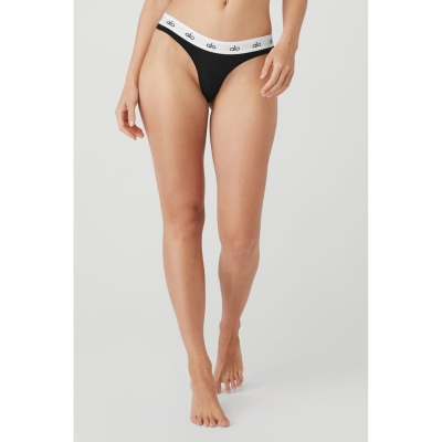 Alo Yoga Icon French Cut Tanga Unterwäsche Damen Schwarz | QDJTCN517