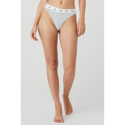 Alo Yoga Icon French Cut Tanga Unterwäsche Damen Grau | VBGXRE178