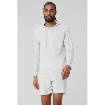 Alo Yoga Idol Mit Kapuze Runner Hoodie Herren Silber | IHFAKN309