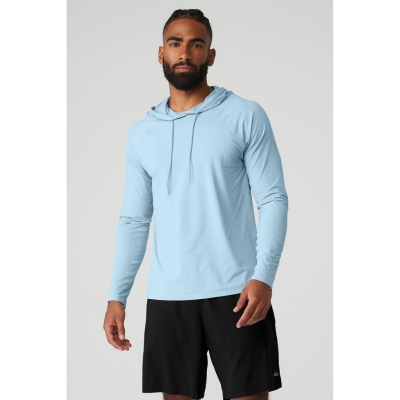 Alo Yoga Idol Mit Kapuze Runner Hoodie Herren Blau | MPOFGU692