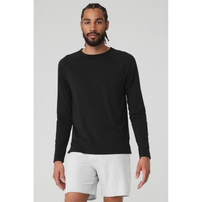 Alo Yoga Idol Performance Tee Long Sleeve Herren Schwarz | XNPKSM895