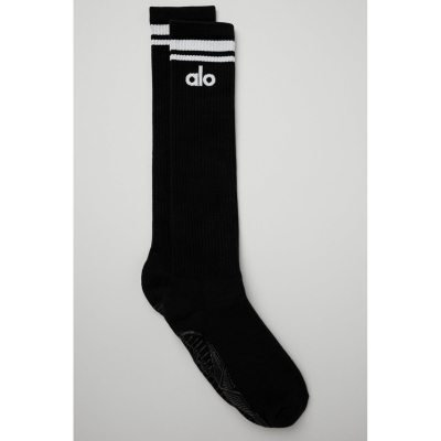 Alo Yoga Knee-High Throwback Barre Socken Damen Schwarz Weiß | FXUEQO078