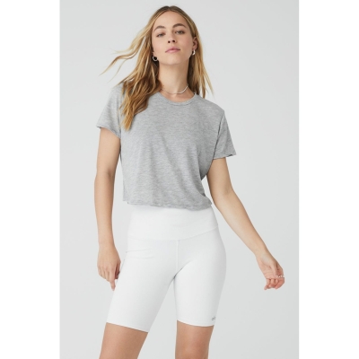 Alo Yoga Laid Back Tee Short Sleeve Damen Grau | LFPCZU984