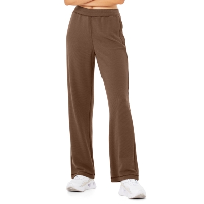 Alo Yoga Micro Waffle High-Taille Pleasant Weite Leg Hose Damen Kaffee | WRYEAH701