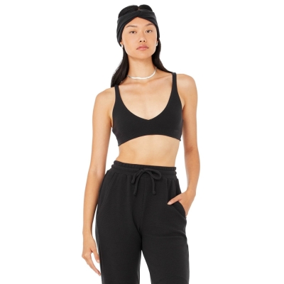 Alo Yoga Micro Waffle Pleasant BHs Damen Schwarz | WHLYPT850