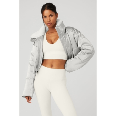 Alo Yoga Orion Cropped Puffer Jacke Damen Silber Weiß | YJCEVX230