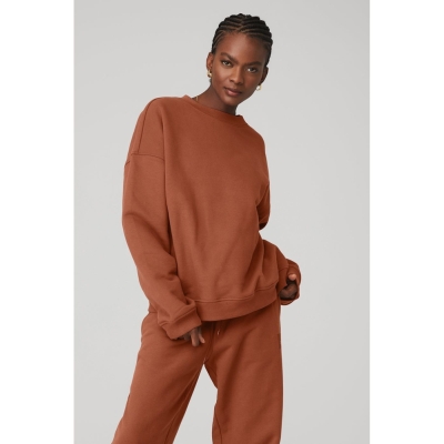 Alo Yoga Renown Heavy Weight Crew Neck Pullover Damen Rust | CIZBWV952