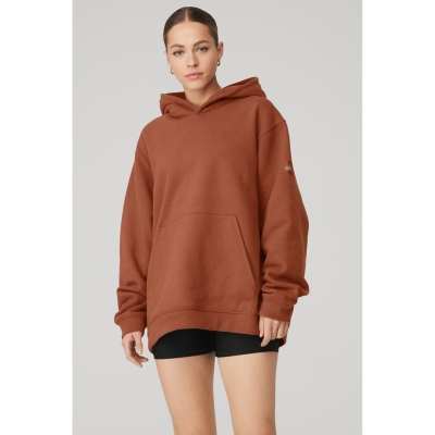 Alo Yoga Renown Heavy Weight Hoodie Damen Rust | UILMAY724